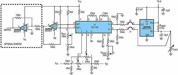 Figure 1. This power meter, whose output voltage is proportional to load power, achieves ±1% accuracy